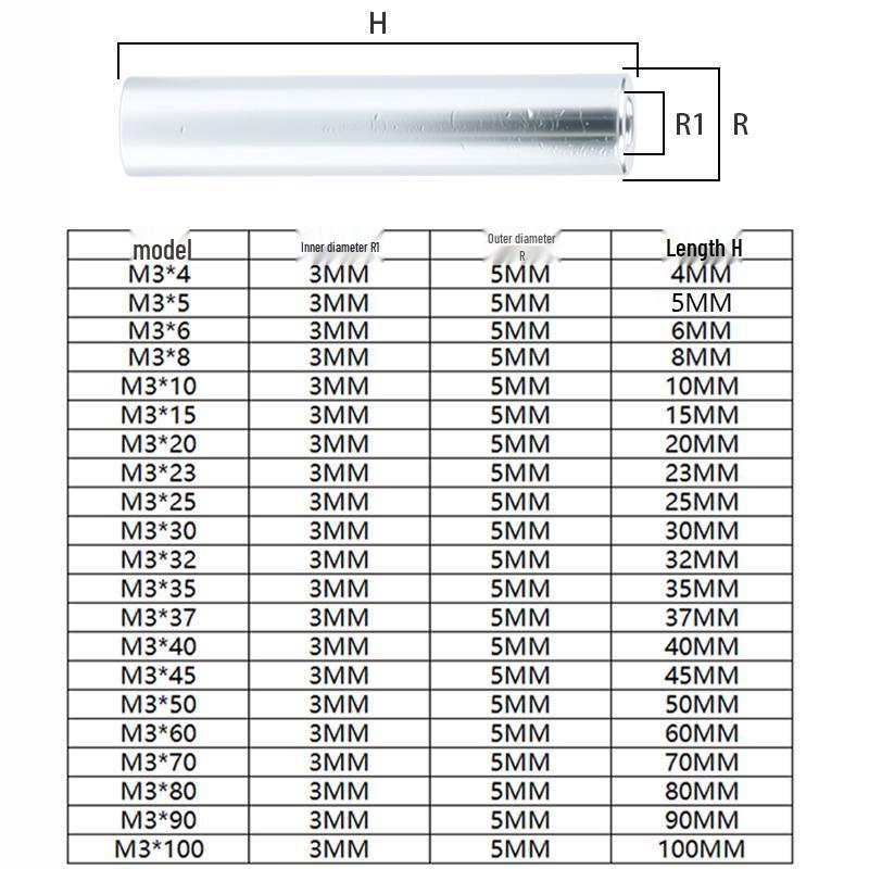 Silver Anodized M3 Aluminum Alloy Threaded Standoff Column for Instrument Panel Support