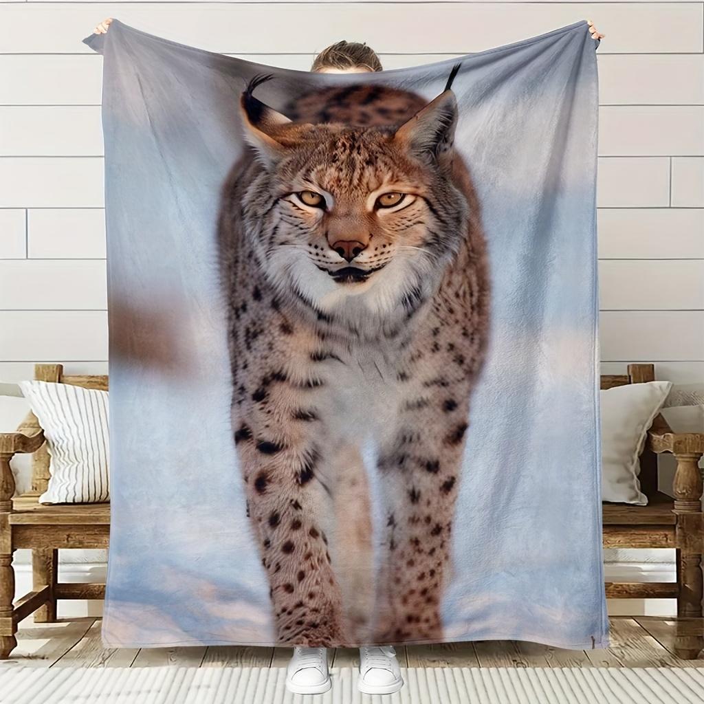 1pc Luxury Snow Leopard Blanket - Ultra-Soft Flannel Throw with HD Digital Print, All-Season Lightweight & Breathable - Realisti