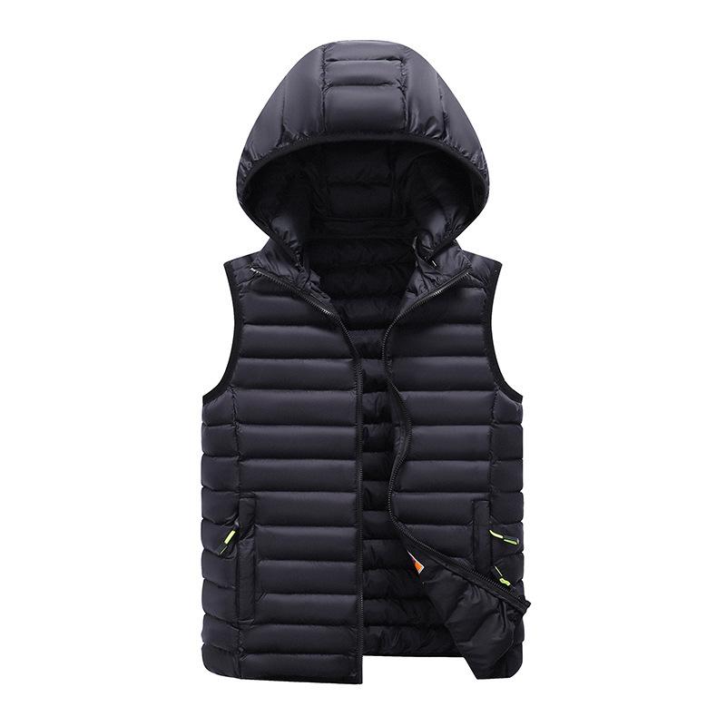 Жилет мужской осенне-зимний хлопковый утолщенный жилет пуховый хлопок спортивный жилет большого размера с капюшоном