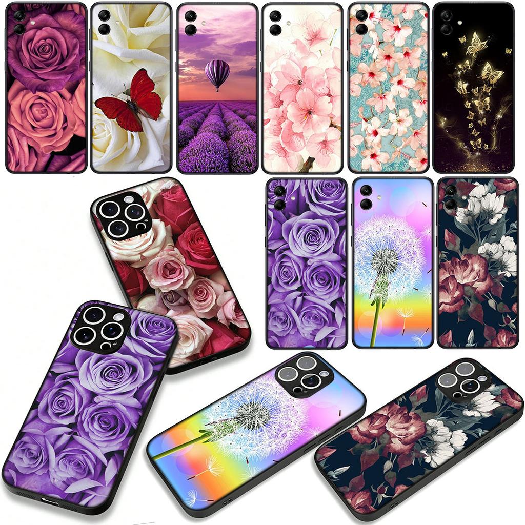Rose infinity on Purple lavender flower Case for Samsung Galaxy A55 A54 A25 A36 A17 A26 A35 A33 A34 A37 S9 S20 S21 FE S10 Plus