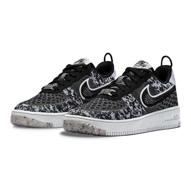 Nike Кроссовки Nike Air Force 1 Flyknit NN GS Low Top для скейтбординга Черно-белые DM1060-001