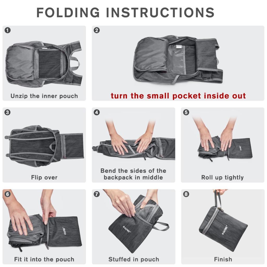 G4Free 10L Hiking Backpack, Compact Travel Hiking Daypack, Lightweight Packable Backpack, Casual Foldable Bag for Light Walking and Running