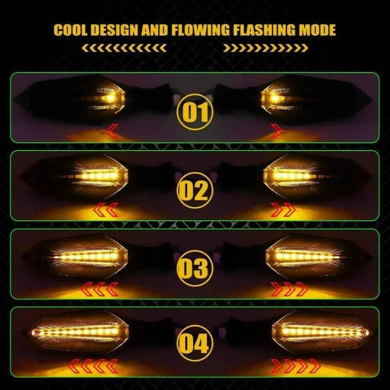 Универсальный мотоциклетный светодиодный указатель поворота, двухсторонний, с последовательной динамической индикацией, янтарный, ходовой