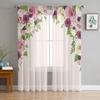 Розовые розы Тюль Прозрачные шторы для гостиной Декорация Оконные шторы для спальни Кухня Вуаль Органза Шторы