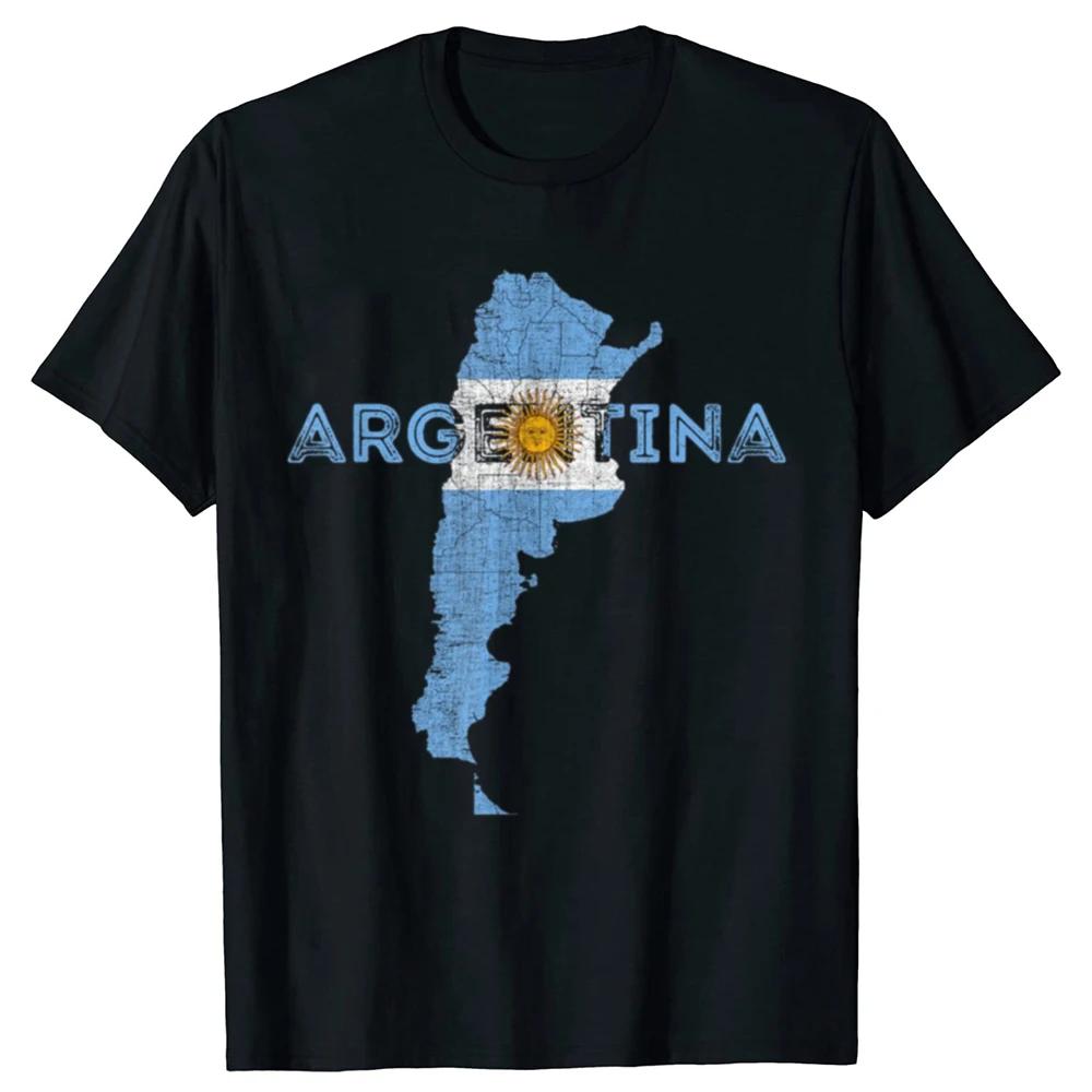 Funny Argentinian Vintage Print Tops Unisex Casual Oversized Tshirt Hip Hop Short Sleeve Map Flag Souvenir Argentina T Shirts