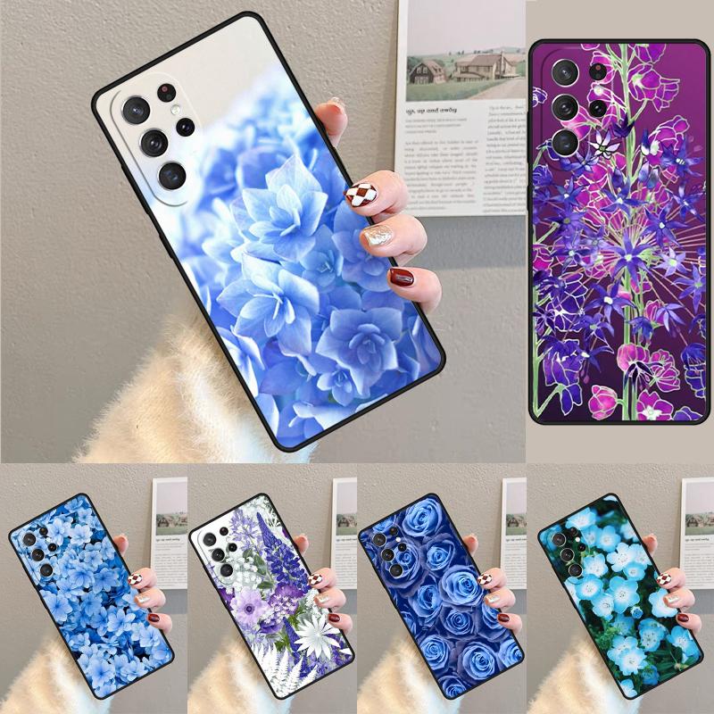 Синий чехол для телефона с цветами для Samsung Galaxy note 10 pro S26 Ultra S23 S24 FE S25 S21 S22 PLUS противоударный
