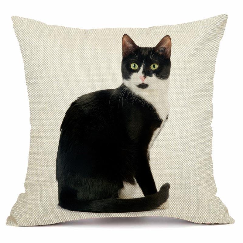 RZN черная льняная наволочка для домашнего животного и кота, квадратная декоративная наволочка для дивана, чехол для подушки с животным узором 45X45 см
