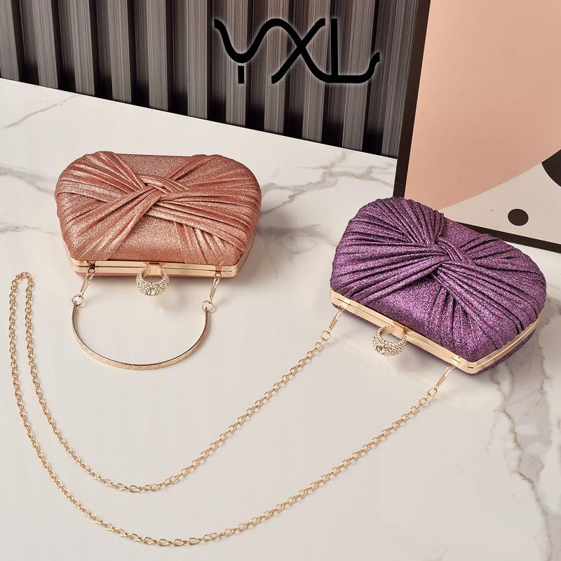 Auchan Fashion Dinner Bag Bowknot Party Bag Pleated Ladies Evening Dress Bag Red Bride Bag