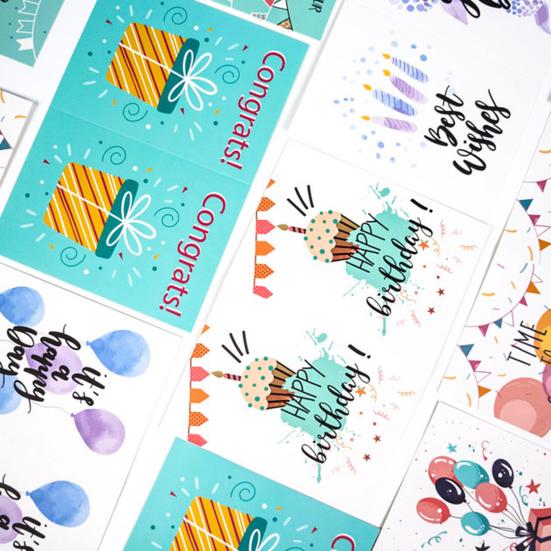 24 шт. открытки с днем рождения, ассорти поздравительных открыток с конвертами и наклейками для детей и взрослых