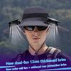 Outdoor Hat with Dual Power Supply Fan Summer Wide Brim Sun Hat Cooling Fishing Hiking Sun Protection Hat