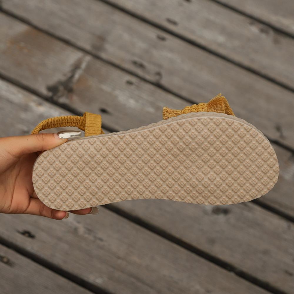 Женская обувь Летняя элегантная кисточка нескользящая удобная дышащая плоская обувь для отдыха на природе пляжная обувь