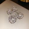 Retro Zircon Leaf Pendant Earrings Delicate Stylish Women Jewelry