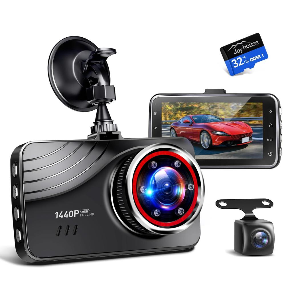 Drive Front and Rear 1440P Full HD Image Infrared Night Vision 170 Degree Compact 32GB Card Compatible with LED Traffic Lights Nationwide and Noise