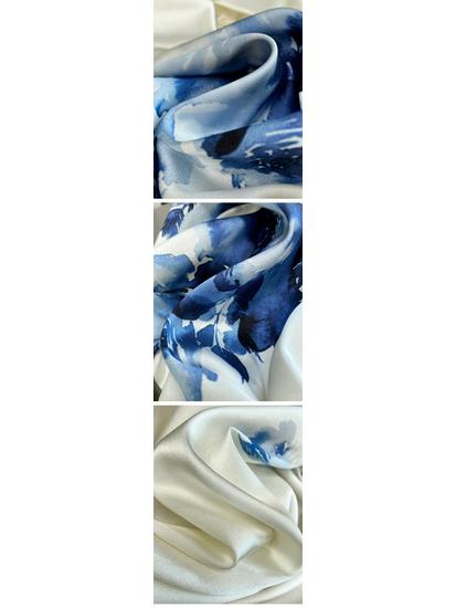 2024 Artistic Ink Wash Oil Print Satin Shirt: Long-Sleeved, Fashionable Temperament Top