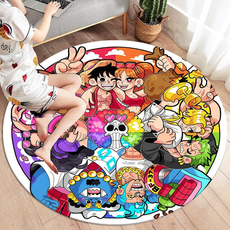 Ковер круглый с изображением Манки Д. Луффи из One Piece, ковер для гостиной, спальни, дивана, игровой комнаты, нескользящий коврик