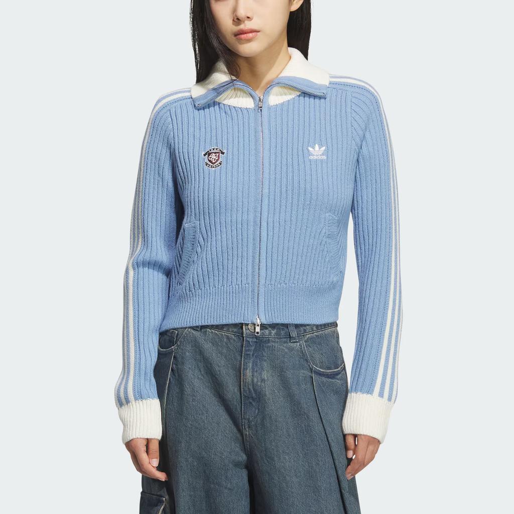 Adidas Originals FW25 Team Full Zip Sports Slim Fit Casual Zip Knit Sweater Women Sweater KF0719