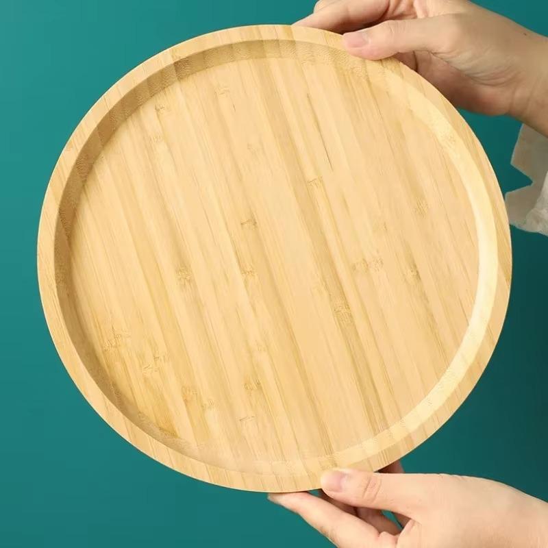 Бамбуковый поднос 1 шт. Сухофрукты Фруктовый десерт Суши тушеное мясо с овощами Контейнер для кофейного столика Закуски Круглый поднос с отсеком
