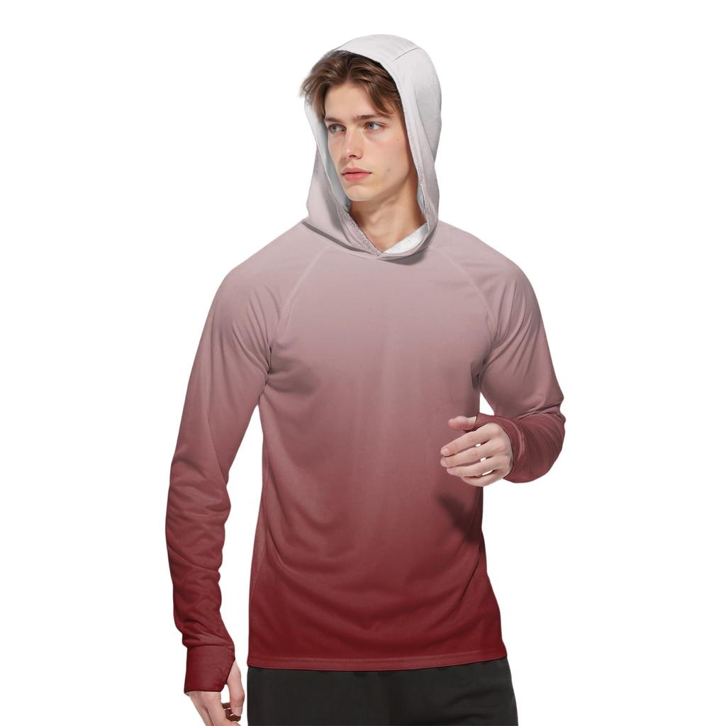 Мужская модная рубашка с длинным рукавом с принтом и капюшоном SPF/UV