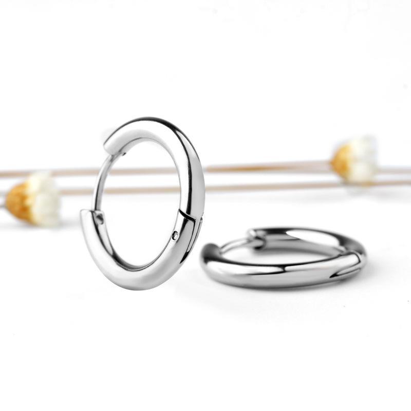 Модные серьги унисекс из титановой стали - корейский простой дизайн из нержавеющей стали, диаметр 2,5 см