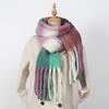 Winter Female Lattice Imitation Cashmere Scarf for Women Thick Warm Pashmina Bufanda Shawl Rainbow Tassel Echarpe Poncho Stoles
