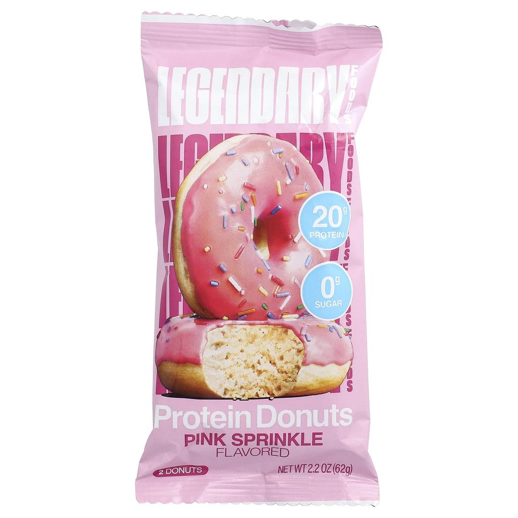 Legendary Foods Protein Donuts, Pink Sprinkles, 12 Pack, 62g (2.2oz) Each