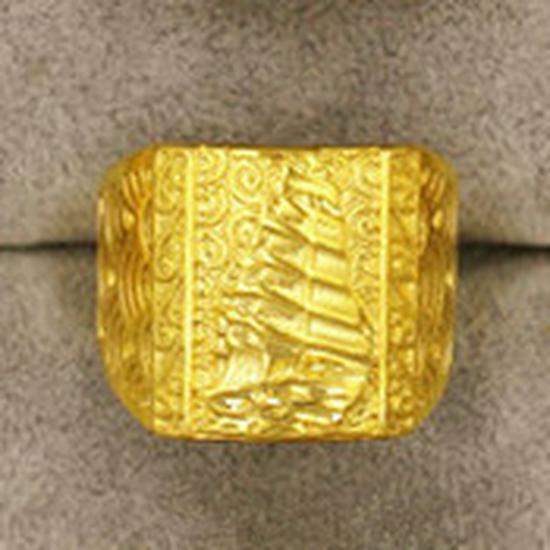 Вьетнамское латунное позолоченное мужское регулируемое кольцо с мантрой из шести слогов: Украшения, вдохновленные европейскими монетами