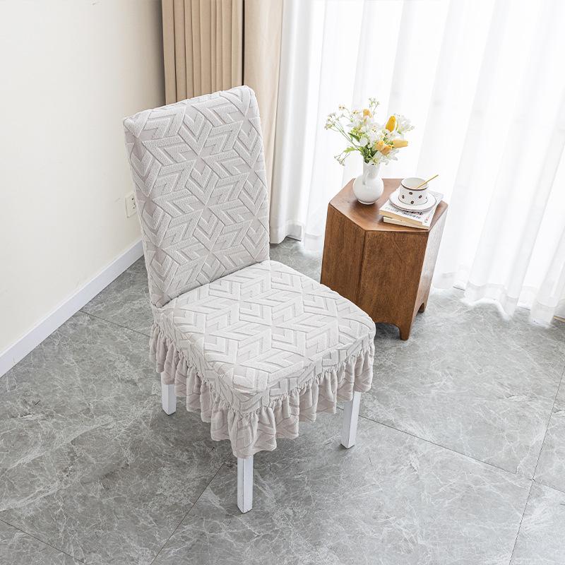 Жаккардовый стрейч чехол-юбка для обеденного стула на все сезоны