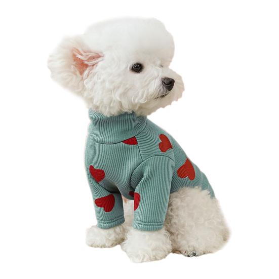 Красное сердце Собачья рубашка Любовь Пуловер День святого Валентина Принты сердец Водолазка для питомца Милая одежда для питомца Праздничная