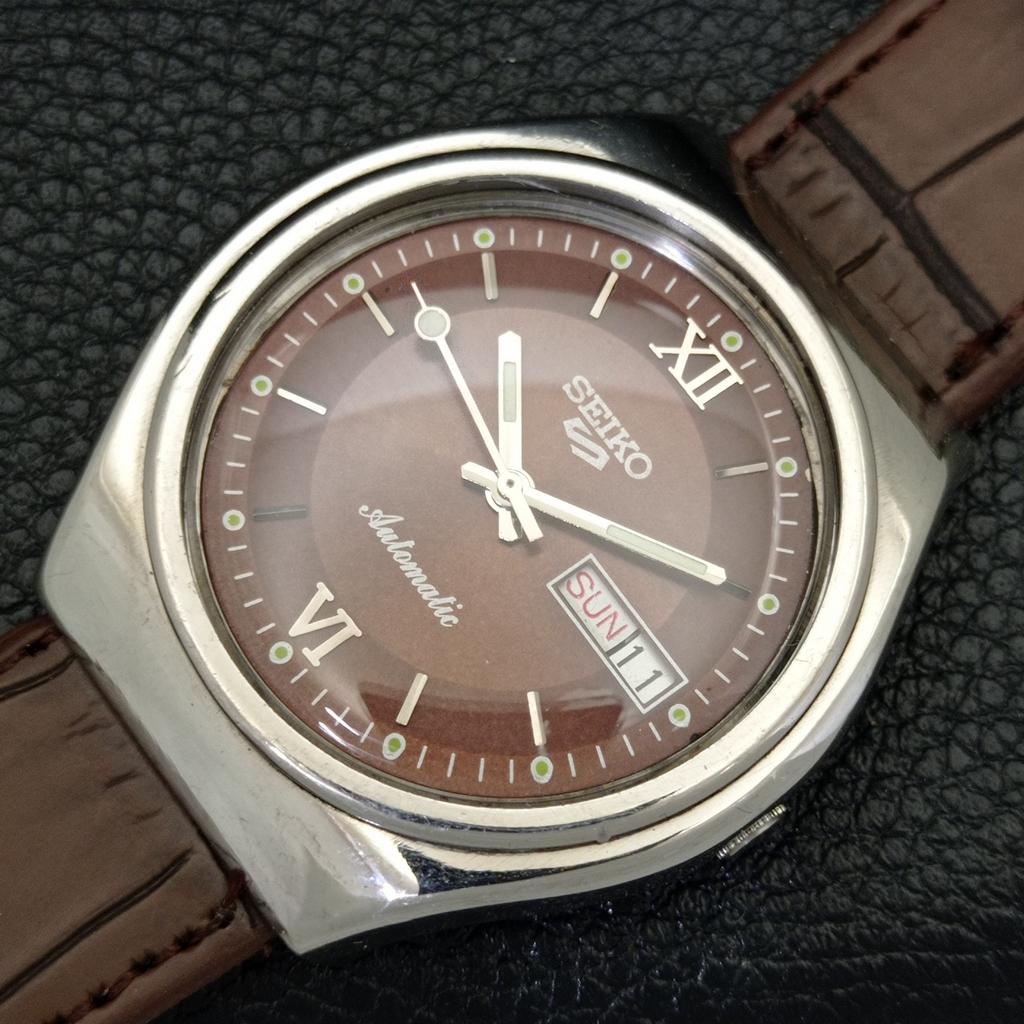 АВТОМАТИЧЕСКИЕ ВИНТАЖНЫЕ ЧАСЫ SEIKO 5 6309A ЯПОНИЯ МУЖСКИЕ ЧАСЫ С КОРИЧНЕВЫМ ЦИФЕРБЛАТОМ a500833-5 R154-a500833
