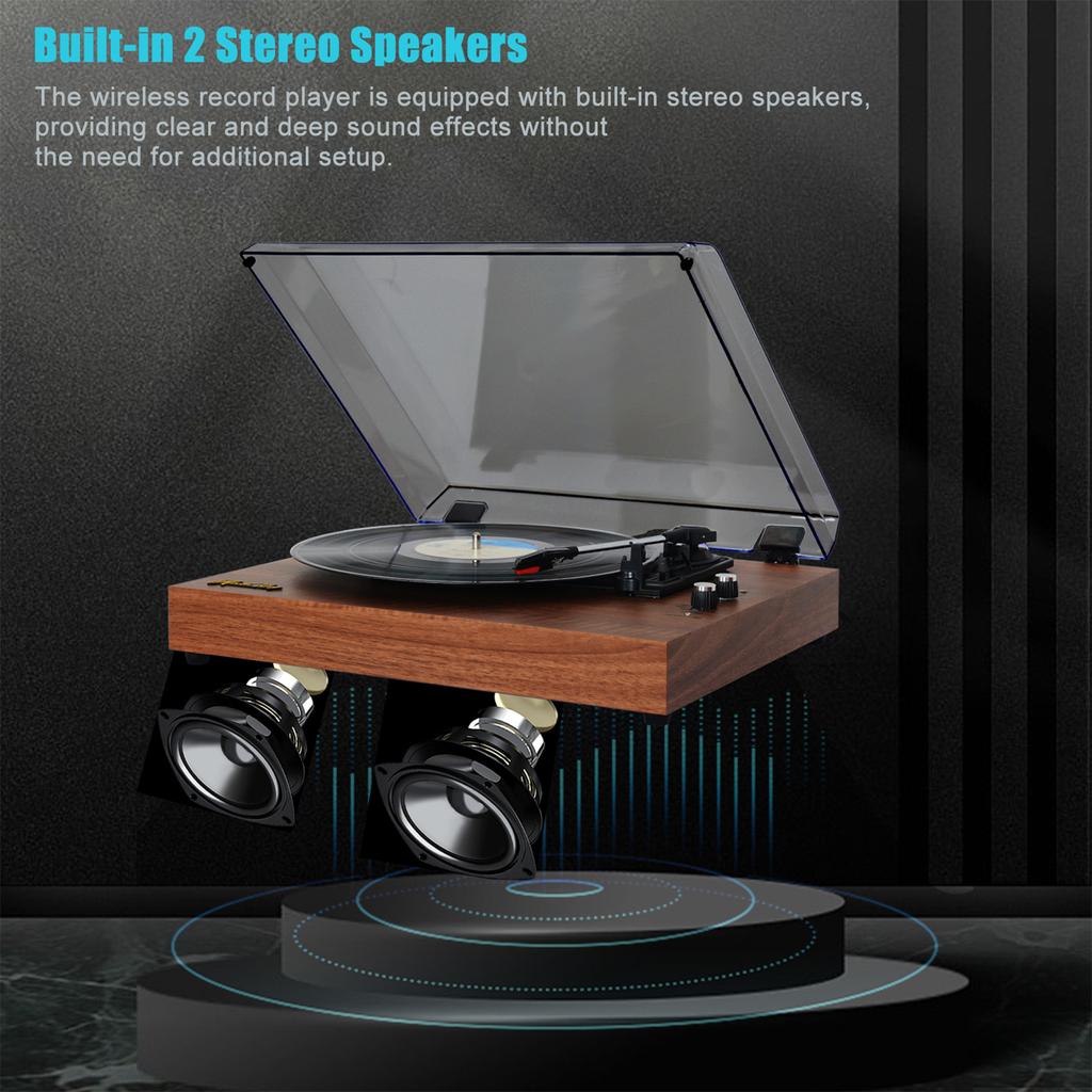 MzeliKing Vinyl Record Player  Turntable Wooden Tabletop Vintage Gramophone Compatible with