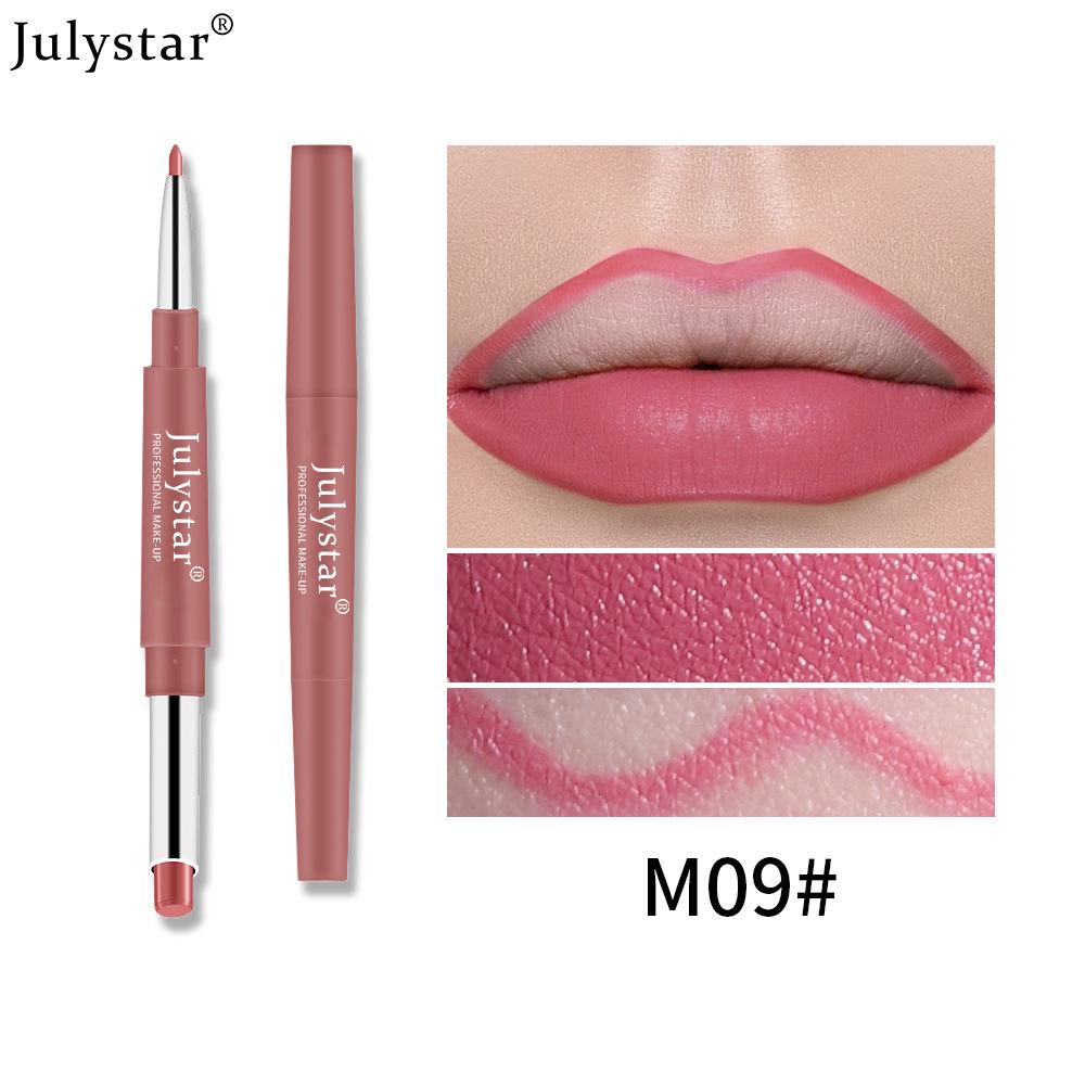 Европейская и американская двусторонняя стойкая помада и карандаш для губ - Розовый выдвижной не тускнеющий, не оставляющий следов на чашке.