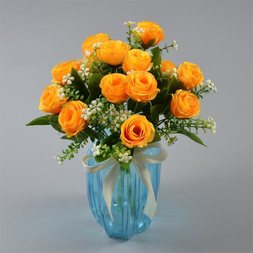 30CM Silk Rose Bouquet 7 Heads Fake Rose Flower Realistic Artificial Flowers Wedding Home Decor