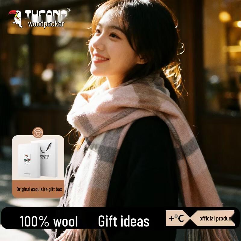 TUCANO Women's 100% Pure Wool Plaid Scarf