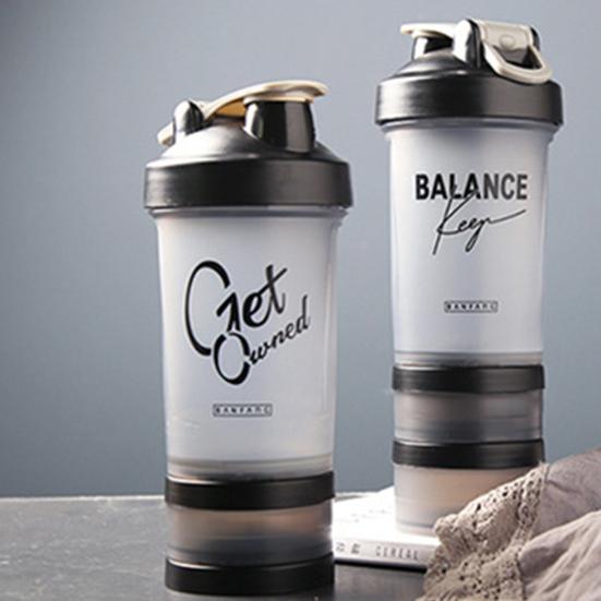 1 шт. Бутылка-шейкер 500 мл Большой емкости Герметичная Ударопрочная Нескользящая с ручкой Миксер для протеина Спортивная бутылка для воды с таблетницей Для фитнеса