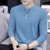 Мужской пуловер с круглым вырезом и длинным рукавом приталенного силуэта – Большой размер, однотонная повседневная футболка для весны и осени.