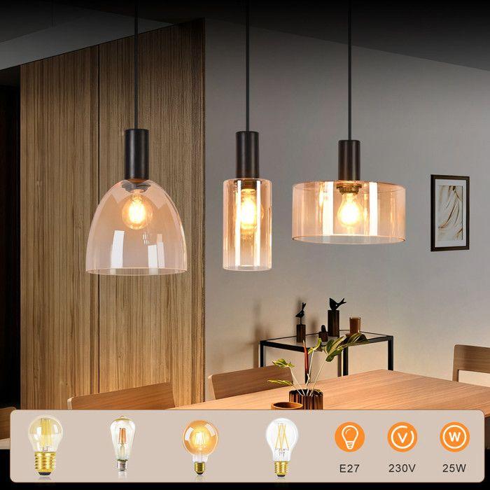 Suspension - NETTLIFE - Nettlife - Verre transparent - Métal noir - 3x E27