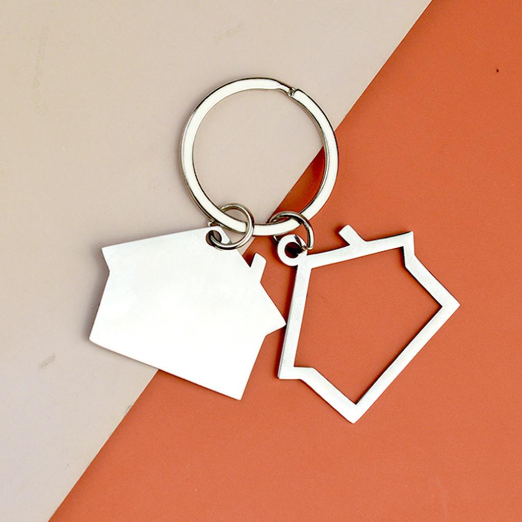 Двухслойный брелок с дизайном дома, современный художественный брелок в форме дома из сплава для домовладельцев и для подарка