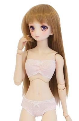 [Petite Marie] Комплект нижнего белья для кук 60 см, размер 13 DD, топ-майка и трусики, розовый в желтый горошек, повседневный (Совместимость с бюстом SL) BJD Doll
