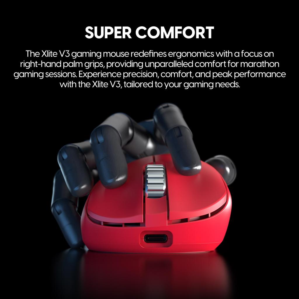 Беспроводная игровая мышь Pulsar Gaming Gears Xlite V3 eS Medium, сверхлегкая, 65 г, 1 мс, 26000 точек на дюйм, оптический датчик PAW3395