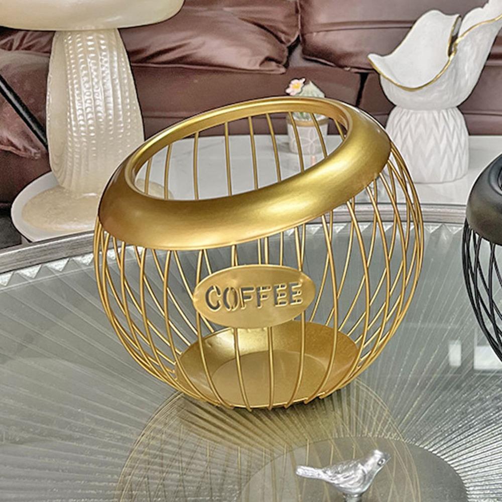 Large Capacity Coffee Pod Storage Basket Wire Basket Metal Coffee Pod Organizer Coffee Bar Counter