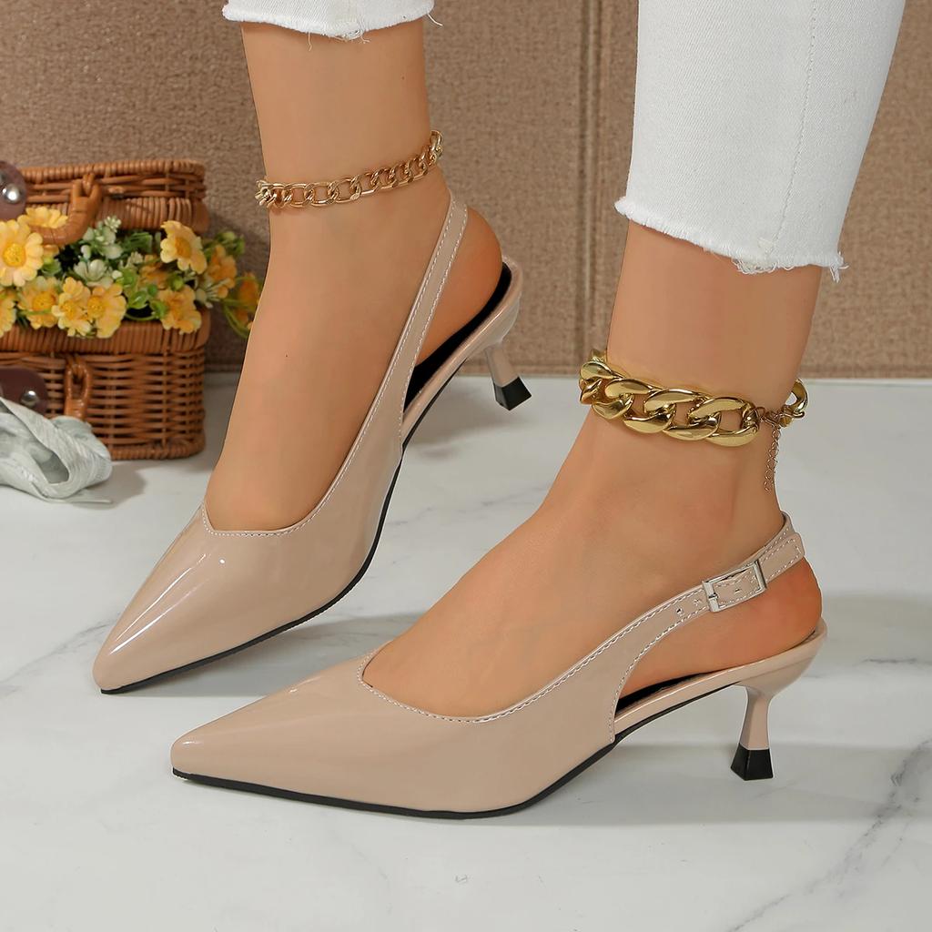 Fashion 2025 New Pointed Toe Women Sandals Fashion Singbacks Mules Shoes Ladies Elegant Low Heel Stripper Party Sandals Zapatos De Mujer