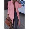 Autumn and Winter Fashion Versatile New Long Woolen Women's Coat Multi-button Woolen Coat