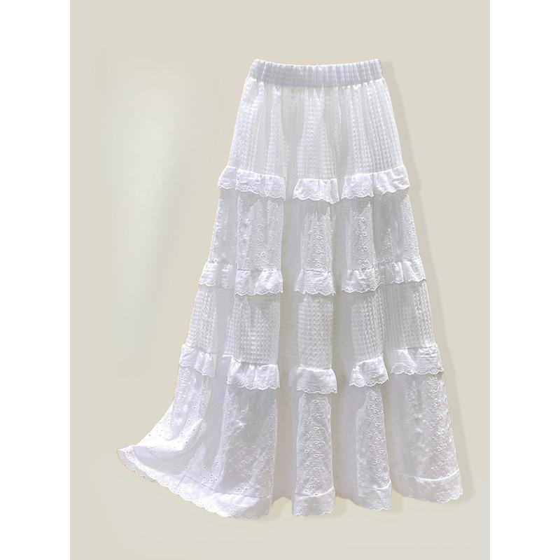 Весенние и осенние женские юбки. Тонкая универсальная юбка с высокой талией средней длины. Полая юбка-трапеция, связанная крючком. Юбка до половины тела. Юбка-зонтик. Юбка-торт.