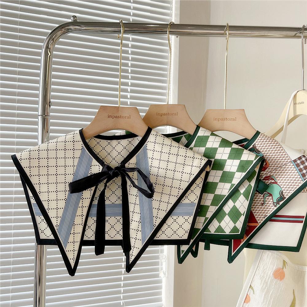 Shawl Fake Collars for Women Detachable Lapel Shirt Bowknots Scarf Girls Summer Dress False Collar Neckwear Cape Corbatas