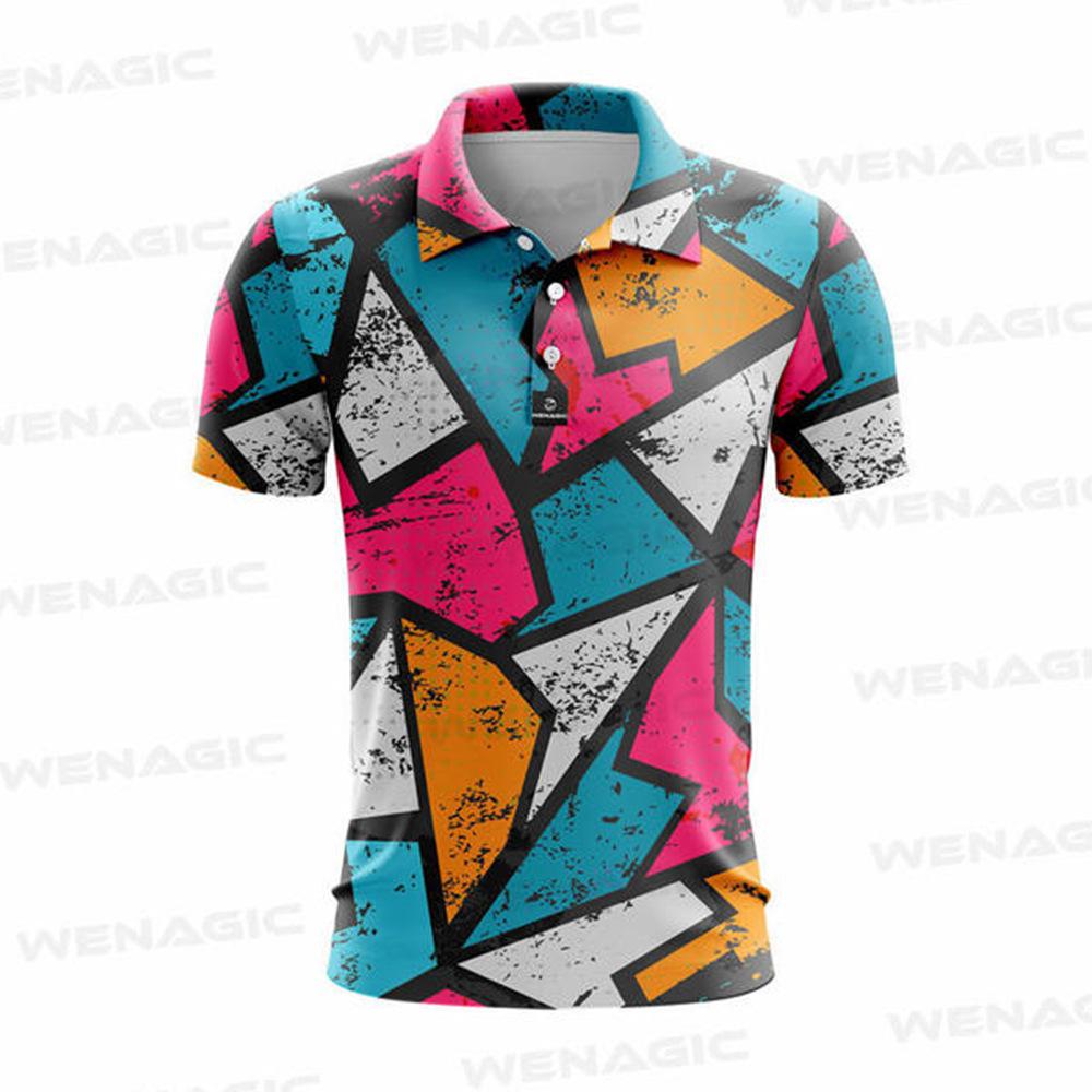 Golf polo shirt diamond pattern polo shirt summer short sleeve t-shirt quick drying breathable
