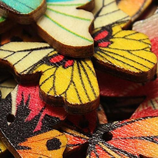 Puntos 50 шт. 2 отверстия смешанные деревянные пуговицы бабочка швейные аксессуары для скрапбукинга DIY