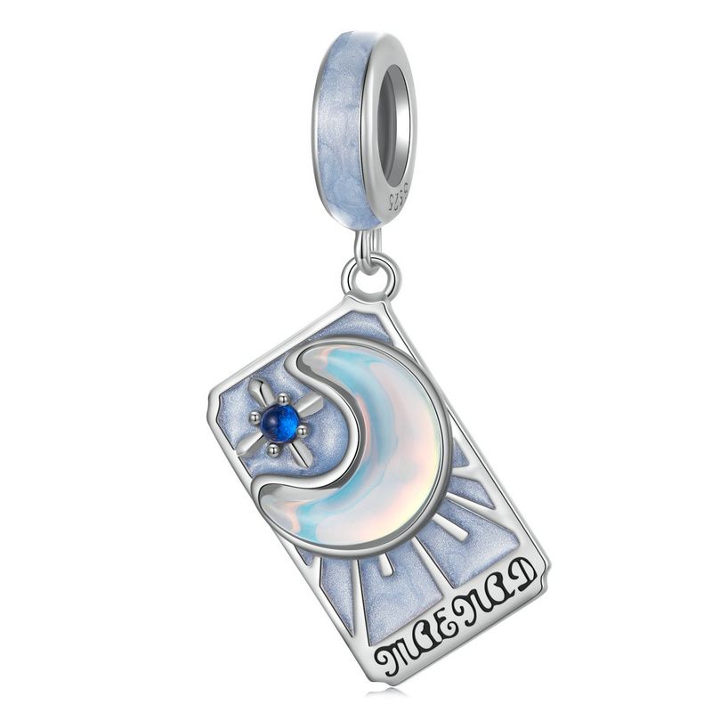WOSTU 925 Silver Colorful Tarot Cards Charm Pendent Magic Star Moon Sun Lover Bead Fit DIY Bracelet Necklace Women Gift