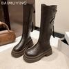 Platform Women High Boots High Heels Leather Shoes Woman 2025 Trend Winter Fashion Designer Dress Sexy Punk Women’s Snow Botas