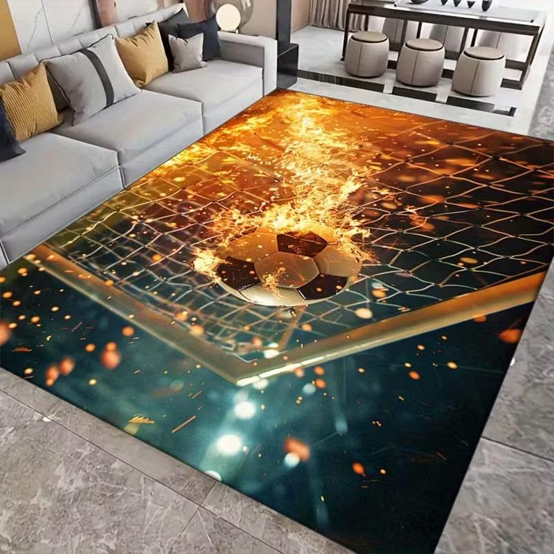Мультяшный ковер на тему мячей для спорта, футбольный напольный коврик для детской спальни, футбольные ковры большой площади, стильный ковер для гостиной и прихожей
