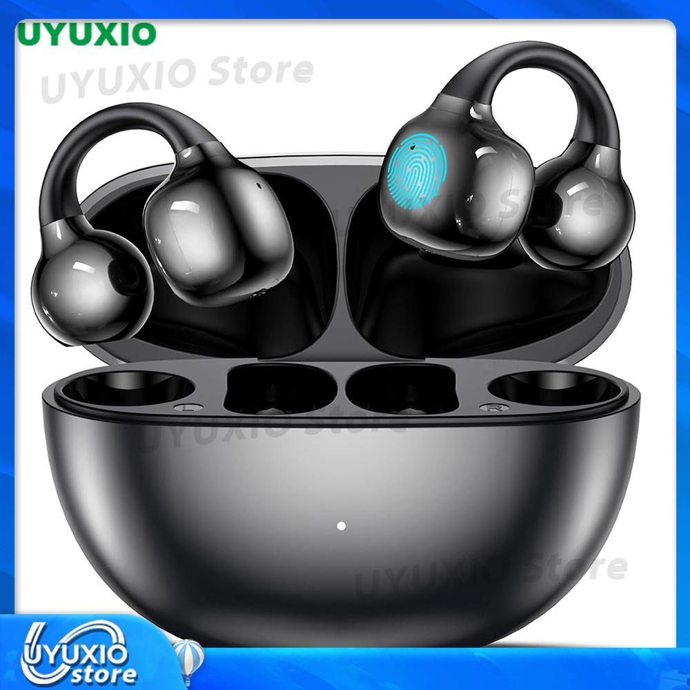 UYUXIO Wireless Headphone with BT 5.4 Clip on Open Ear Earbuds 72H Play Time Long-Battery Life Over Ear Buds for Sport